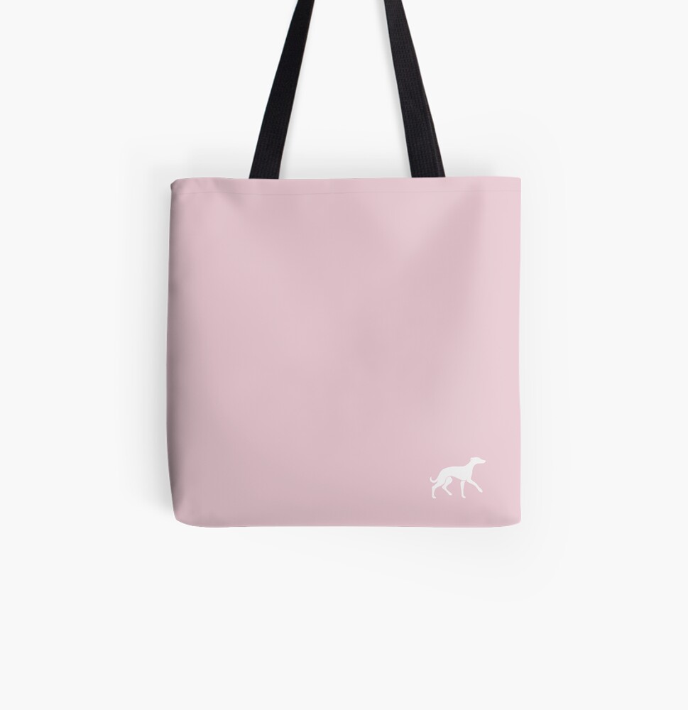 White Whippet On Pink Design All Over Print Tote Bag