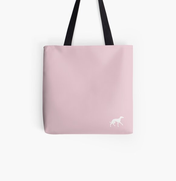 White Whippet On Pink Design All Over Print Tote Bag
