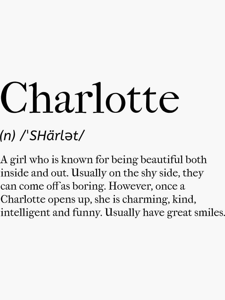 "Charlotte Definition" Sticker for Sale by tastifydesigns Redbubble