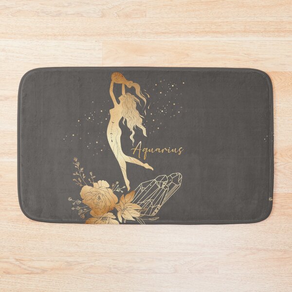 Item preview, Aquarius Woman Floating in the Stars with Water Flower and Crystal Wreath - Gray designed and sold by Breece.