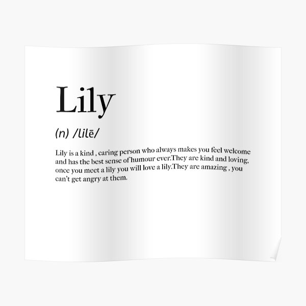 "Lily Definition" Poster for Sale by tastifydesigns Redbubble