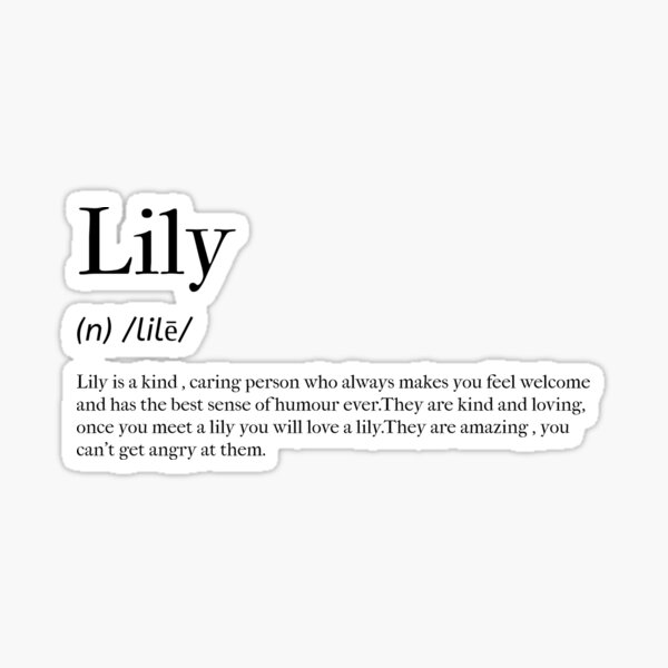 "Lily Definition" Sticker by tastifydesigns Redbubble