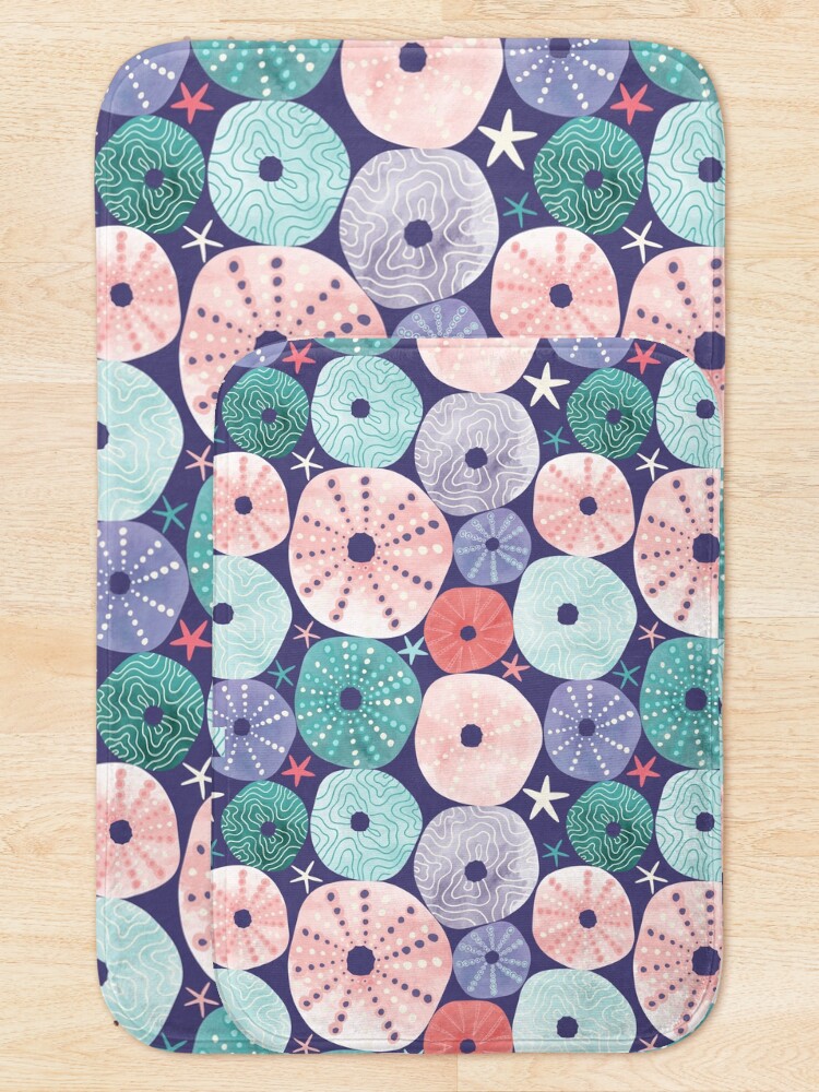 Alternate view of Sea Urchin Shells Purple Bath Mat