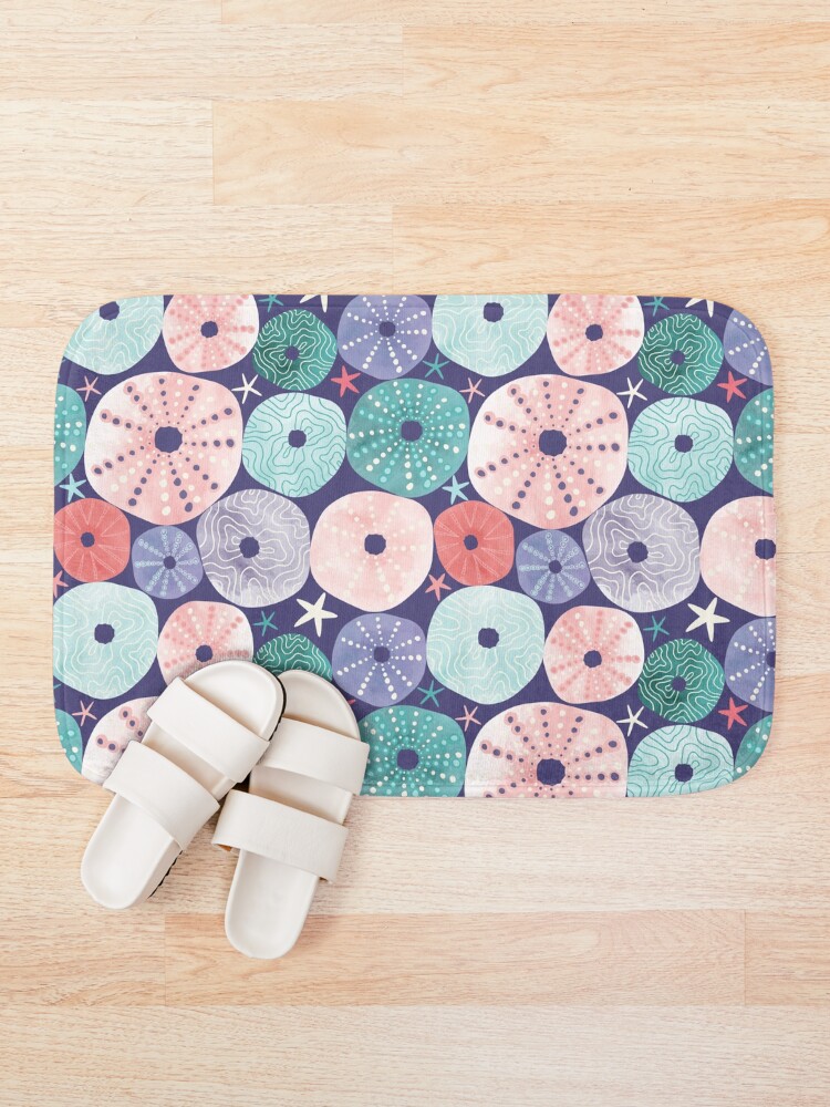 Alternate view of Sea Urchin Shells Purple Bath Mat