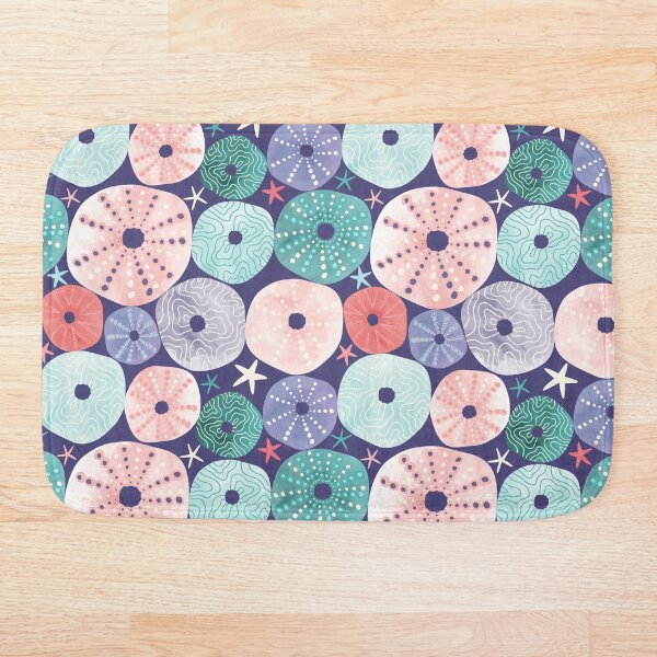 Sea Urchin Shells Purple Bath Mat