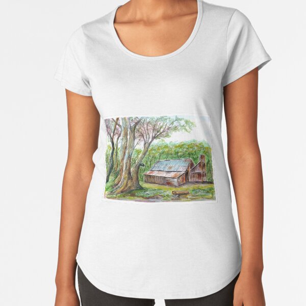 Wallace Hut near Falls Creek - Alpine National Park Victoria - Watercolour Premium Scoop T-Shirt