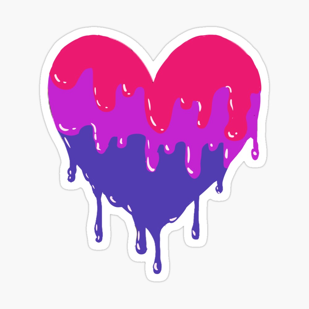 Bisexual melty heart Pin for Sale by katelladraws | Redbubble