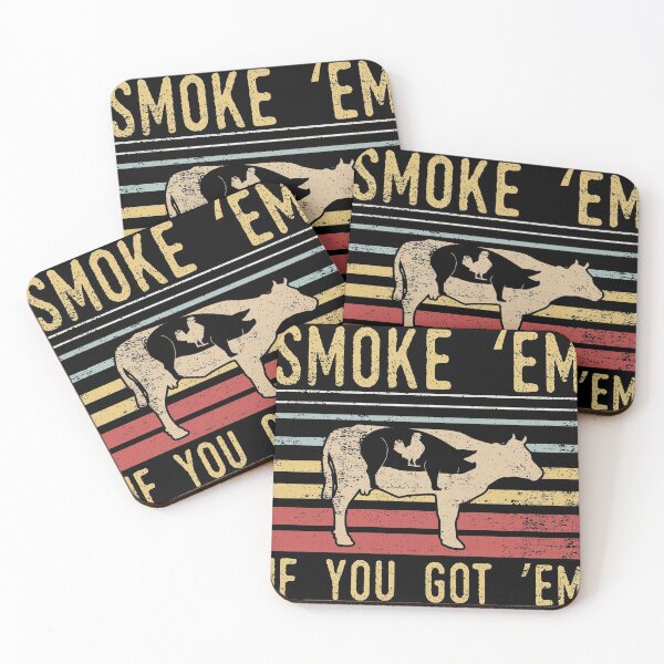 Item preview, Retro BBQ Smoke 'Em If You Got Em Gift Grilling design graphic designed and sold by Lisbob.