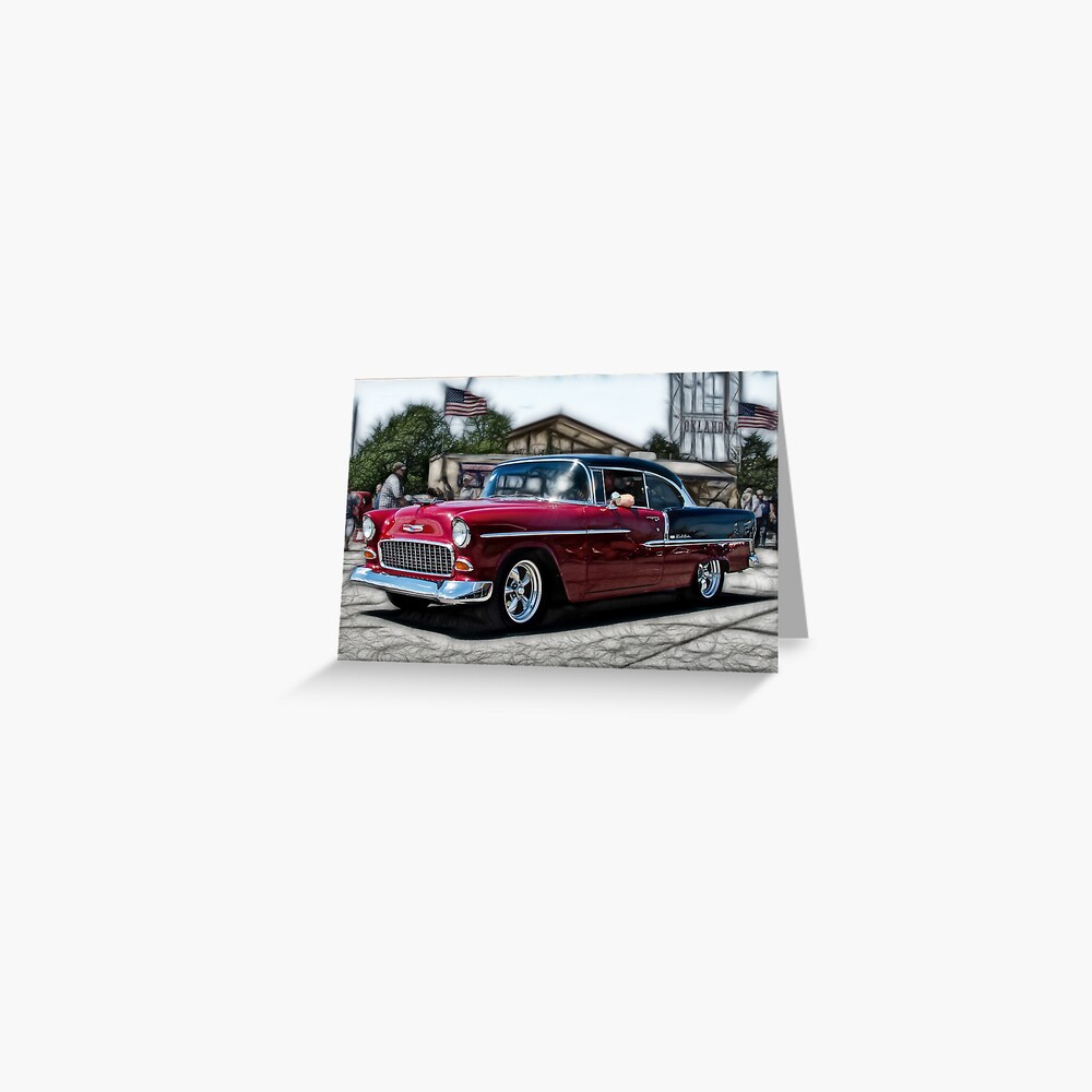 "Double Nickel,......55 Chevy, car show OKC,USA" Greeting Card by