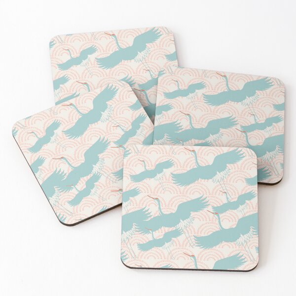 Item preview, Crane birds flying over abstract clouds Japanese style seamless pattern designed and sold by CrisBanana.