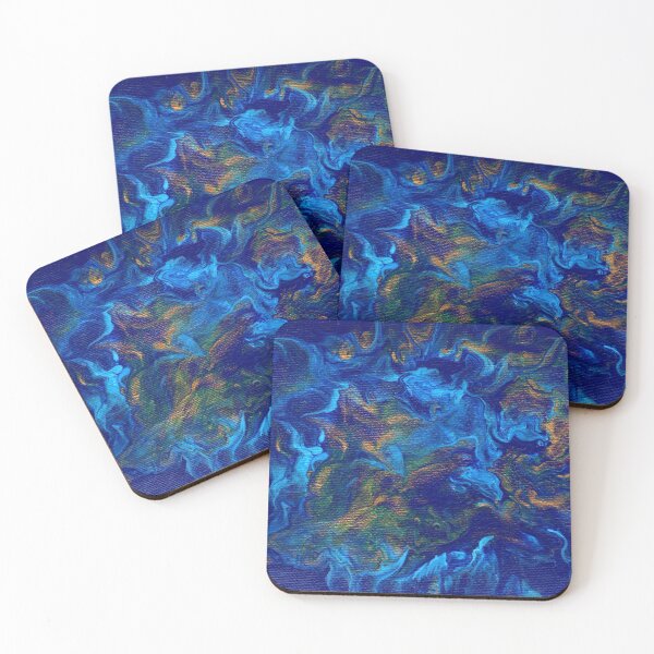 Item preview, Abstract Acrylic Pour in Blues and Greens designed and sold by Cleave.