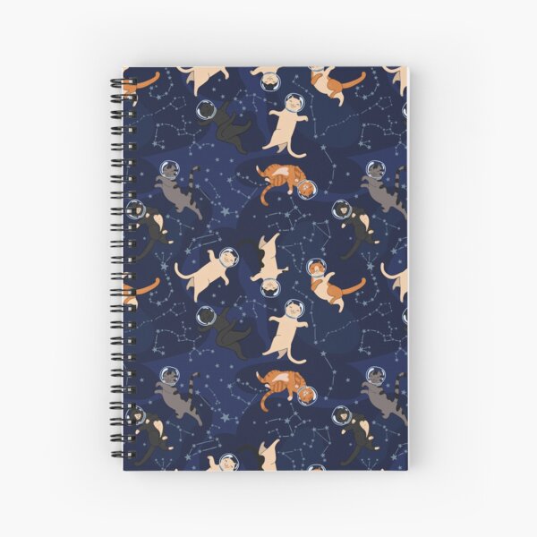 Pattern with cats in space Spiral Notebook