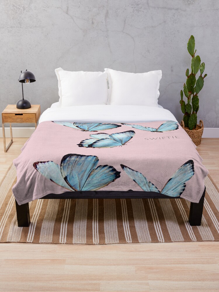 pretty design for swiftie swifties Taylor Swift ts7 lover era album song  title butterfly butterflies blue pink baby light new music Throw Blanket  for Sale by ocoseriu