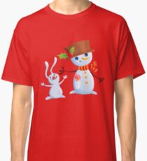 Christmas Snowman & Bunny Classic T-Shirt