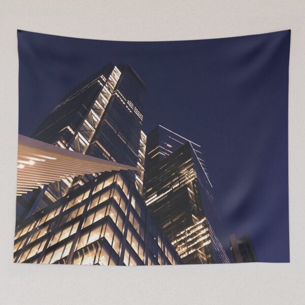 Item preview, Nighttime building shot in New York designed and sold by cloudedsunset.