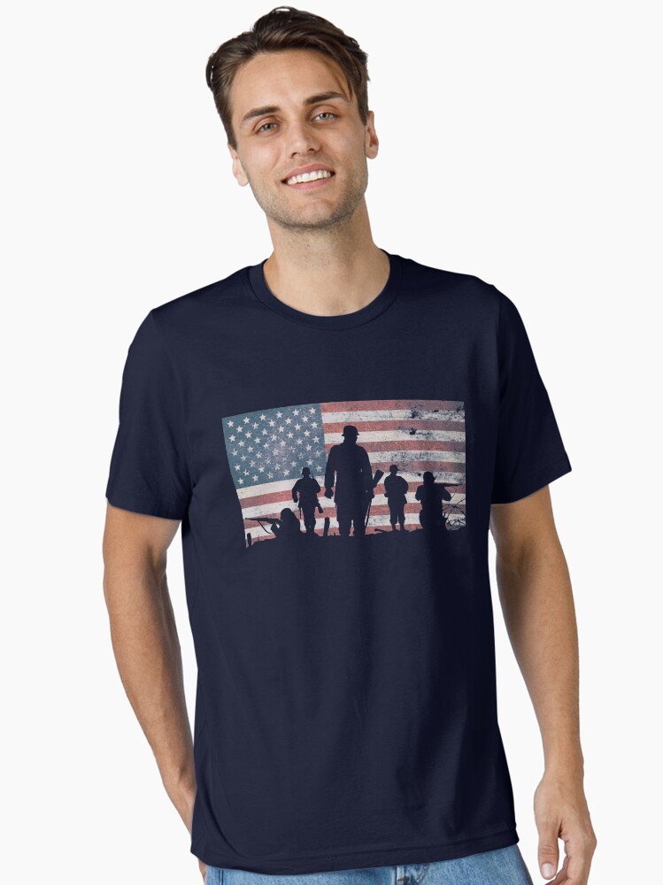 Thumbnail 1 of 7, Essential T-Shirt, American Flag Thank Military Veteran's Day Shirt Gear designed and sold by DynamicDesign.