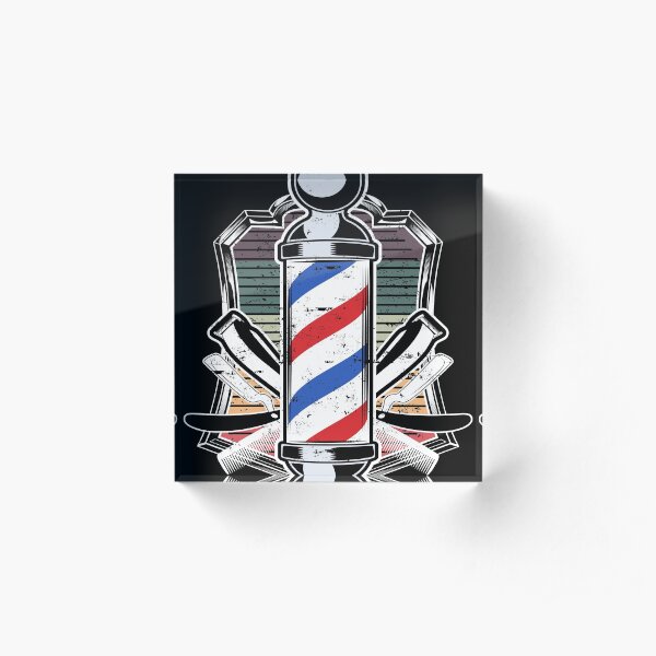 Love Barbershop Hairdresser Gift Retro design graphic Acrylic Block
