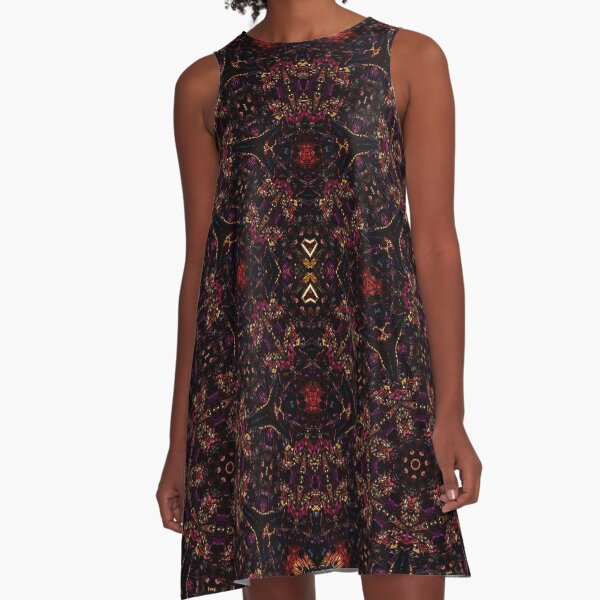 Bismuth with a geometric kaleidoscopic design A-Line Dress