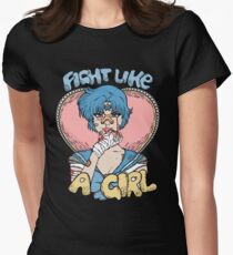 Sailor Moon- Fight Like a Girl (Sailor Mercury) Women's Fitted T-Shirt