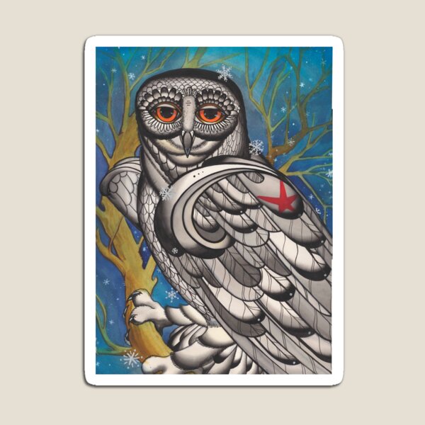 snowy owl with red star Magnet