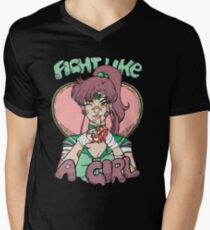 Sailor Moon- Fight Like a Girl (Sailor Jupiter) Men's V-Neck T-Shirt