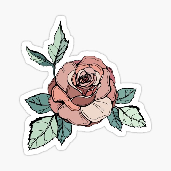 Rose flower. Beautiful pink flower. Sticker