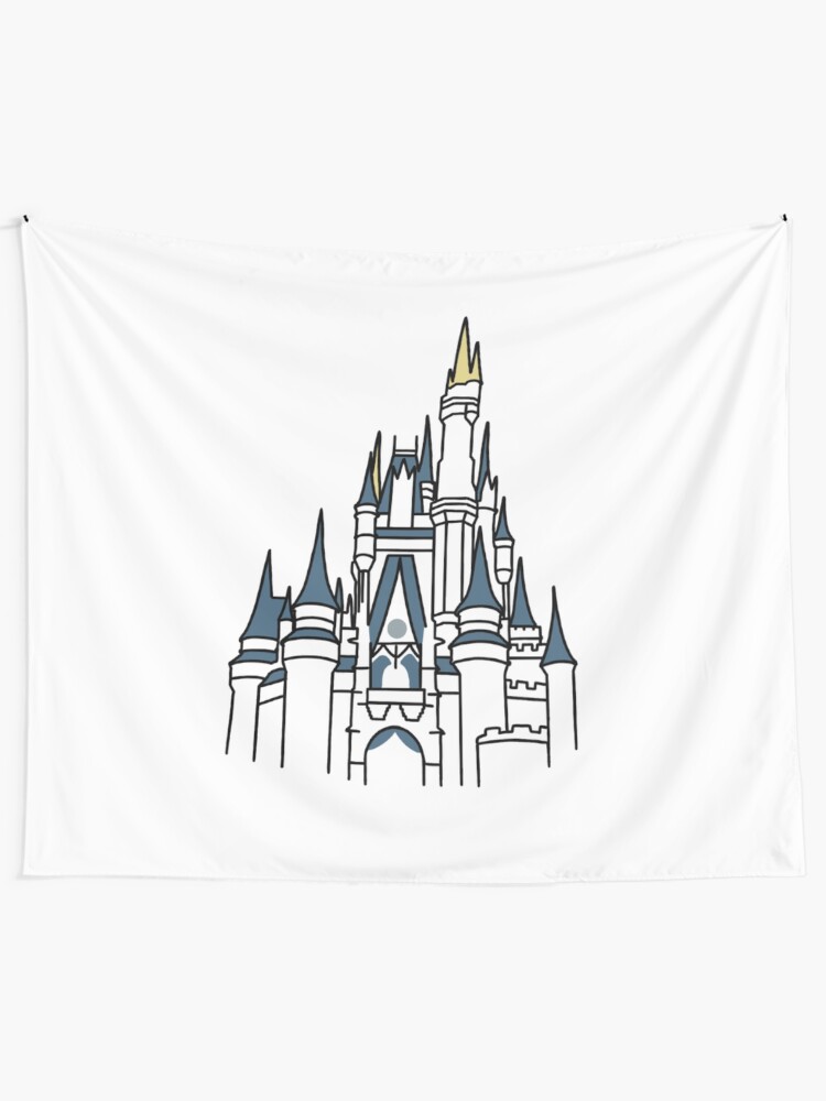 Cinderella S Castle Outline Tapestry By Ekmdesigns Redbubble