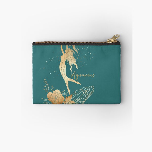 Item preview, Aquarius Woman Floating in the Stars with Water Flower and Crystal Wreath - Teal designed and sold by Breece.