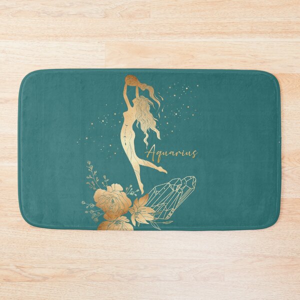 Item preview, Aquarius Woman Floating in the Stars with Water Flower and Crystal Wreath - Teal designed and sold by Breece.