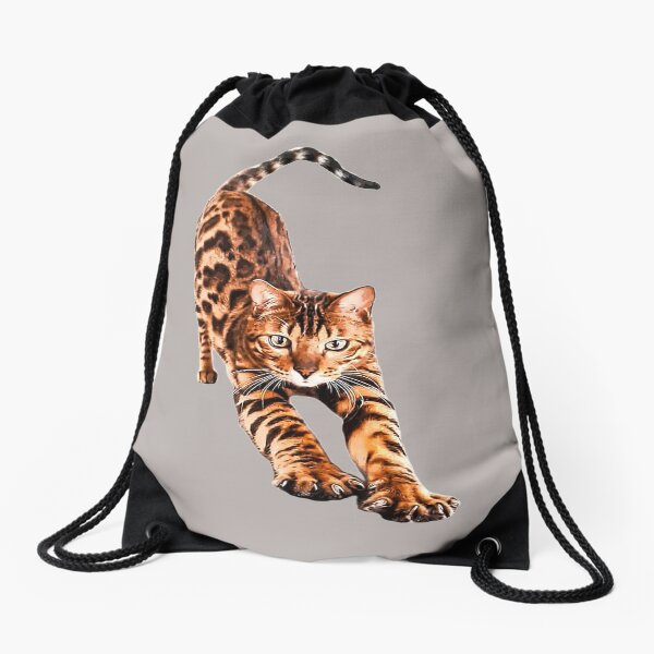 Bengal Cat Stretching Drawstring Bag