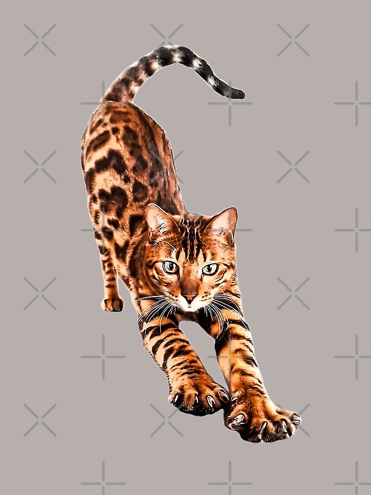 Bengal Cat Stretching  Art Print for Sale by ElegantCat