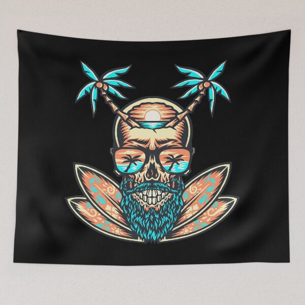 Item preview, Summer Beach Sunset Surfer Skull designed and sold by Vector Scout Lab.