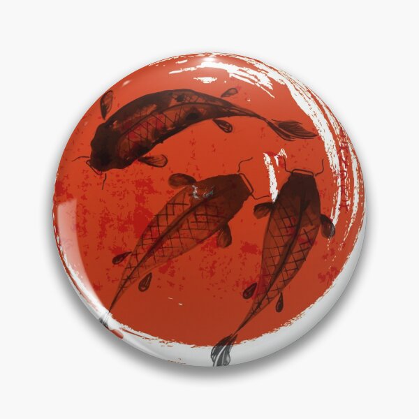 Item preview, Colored China painting - Indian ink painting - Koi carp and red sun ink painting designed and sold by Kallandra.