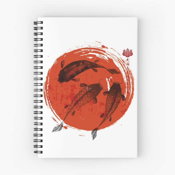 Item preview, Colored China painting - Indian ink painting - Koi carp and red sun ink painting designed and sold by Kallandra.