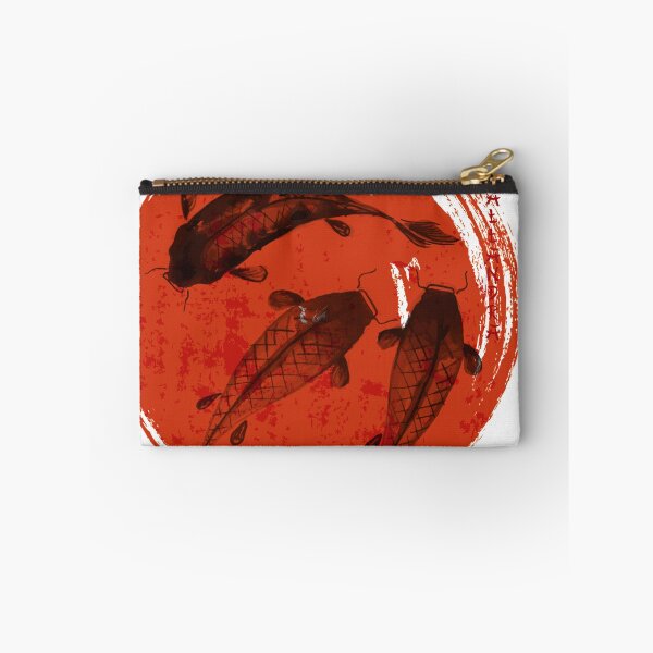 Item preview, Colored China painting - Indian ink painting - Koi carp and red sun ink painting designed and sold by Kallandra.