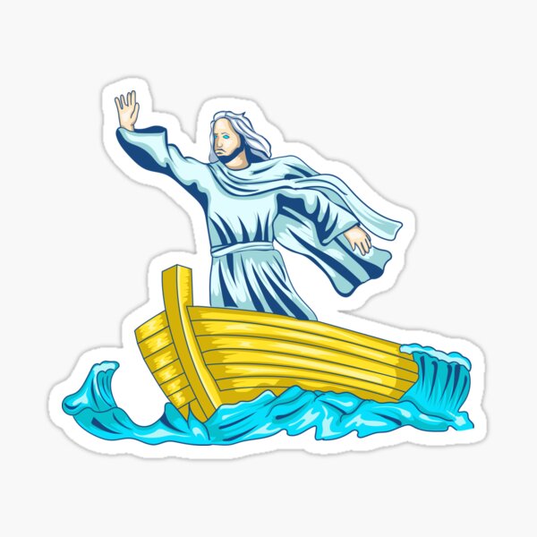 Jesus calm the Sea Illustration Sticker