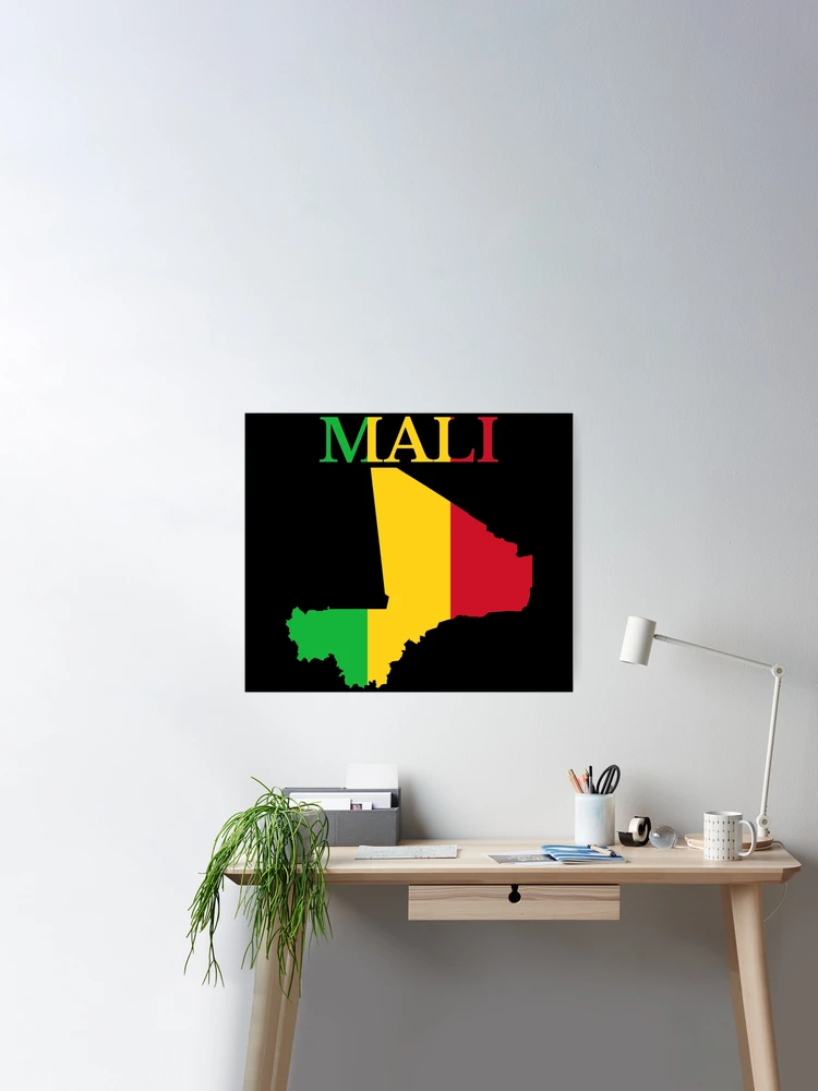 Drapeau de la carte du Mali | Poster