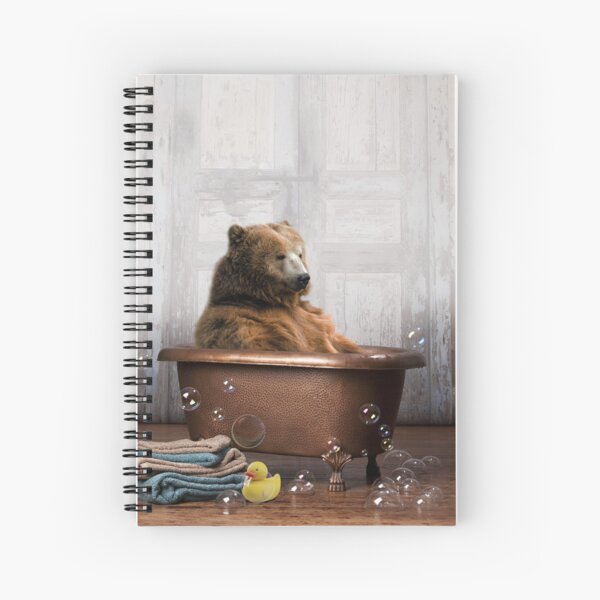 Bear in Bathtub Spiral Notebook