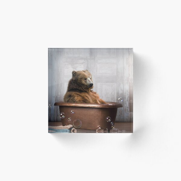 Bear in Bathtub Acrylic Block