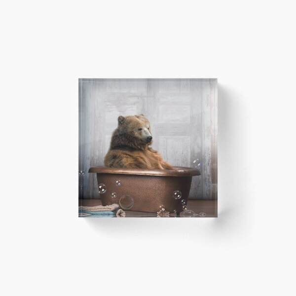 Bear in Bathtub Acrylic Block