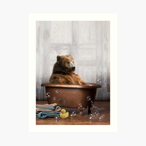 Bear in Bathtub Art Print