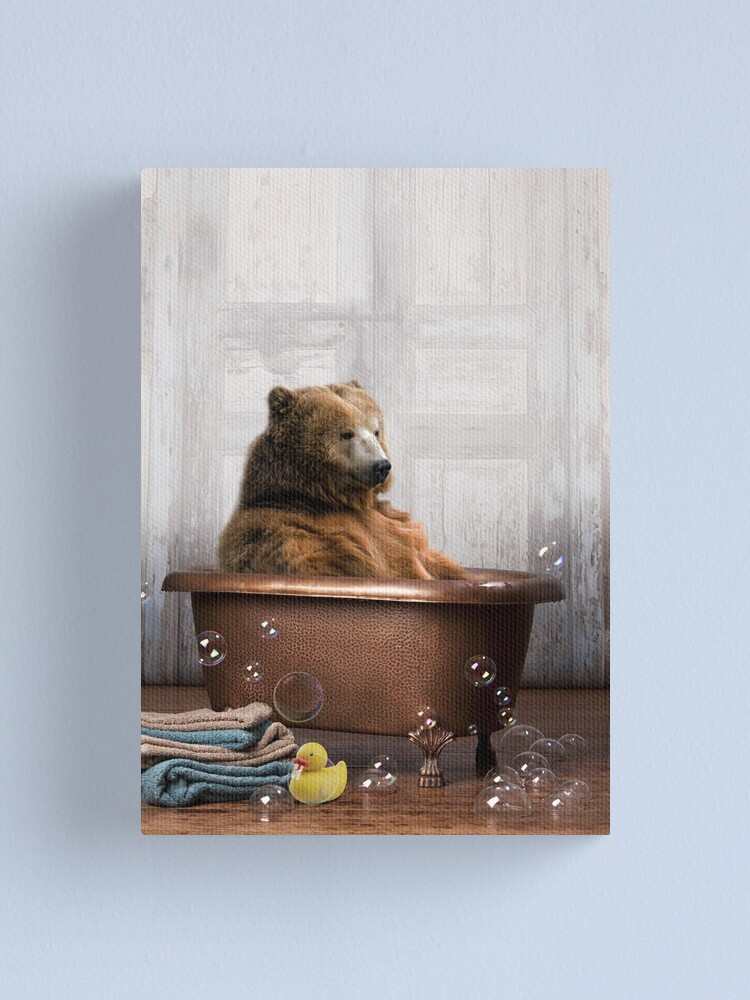 Alternate view of Bear in Bathtub Canvas Print