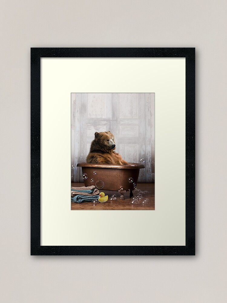 "Bear in Bathtub" Framed Art Print for Sale by snoopdoggydom Redbubble