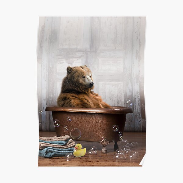 Bear in Bathtub Poster