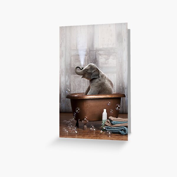 Elephant in Bathtub Greeting Card