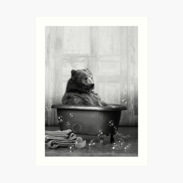 Bear in Bathtub Art Print