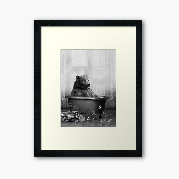 Bear in Bathtub Framed Art Print