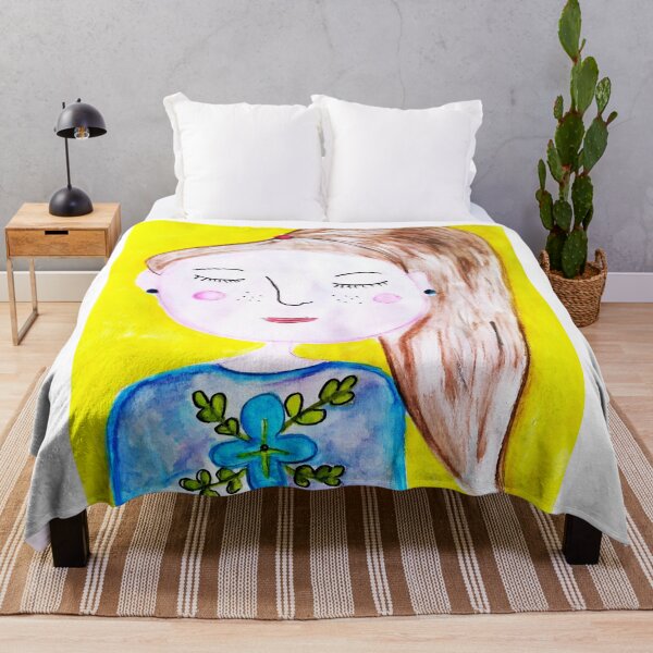 Item preview, Drawing Portrait of a Girl in Flowers on a Yellow Background designed and sold by narinoush.