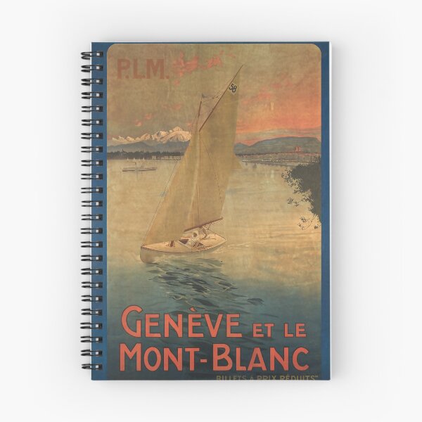Artikelvorschau, PLM Geneve et le Mont Blanc vintage travel poster entworfen und verkauft von stickart-marek.