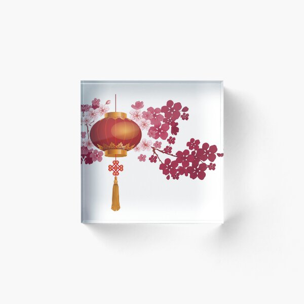 Item preview, Impresión china del arte - linterna roja de lampignon delante de la rama floreciente China designed and sold by Kallandra.